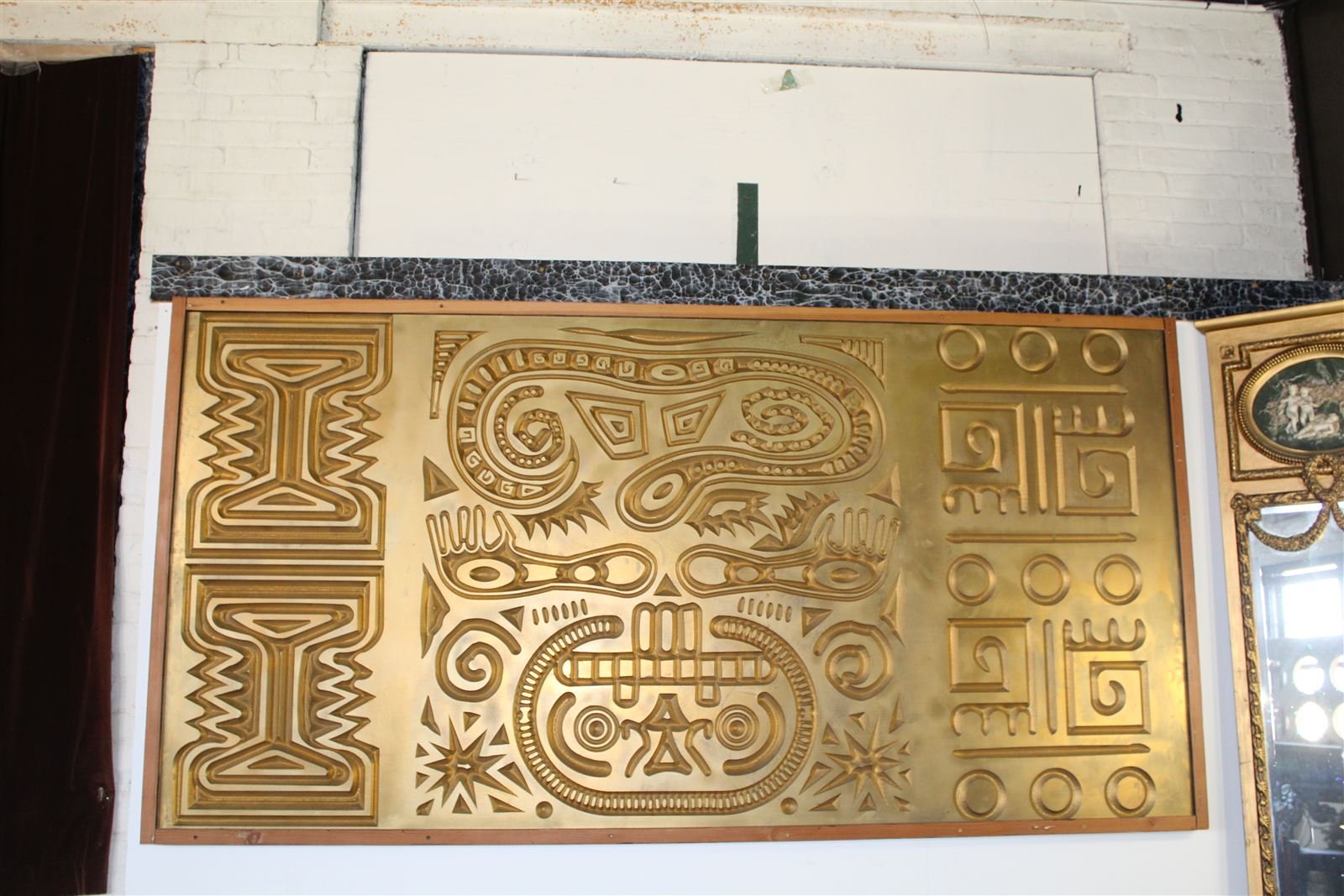 Gilded CNC relief-carved panel with intricate hand-drawn patterns